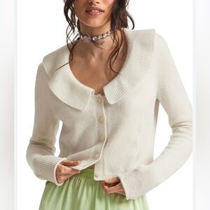 LoveShackFancy cashmere cropped cardigan with flower buttons, XS